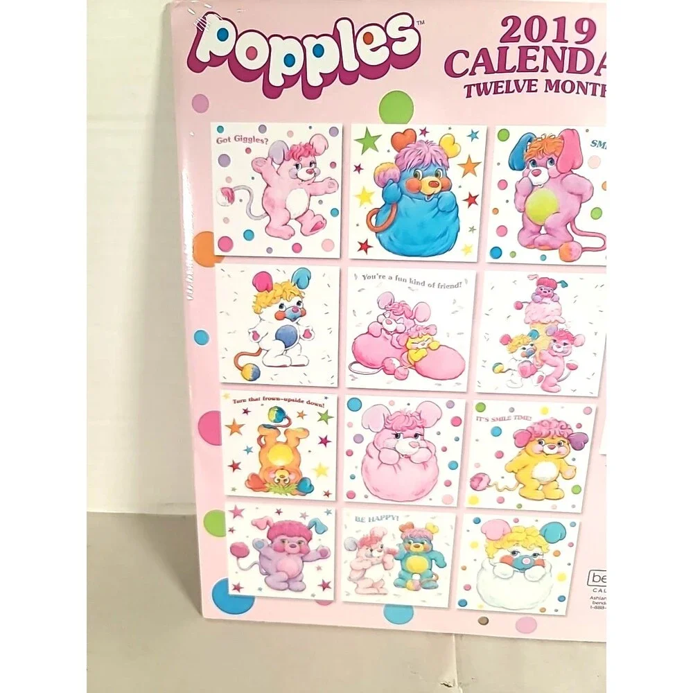 2019 Popples Wall Calendar Ephemera 80's Art ( Open)